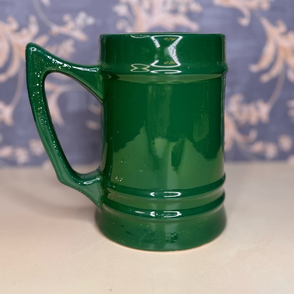 Vintage Estate Green Ceramic Beer Stein Mug Handled Barware